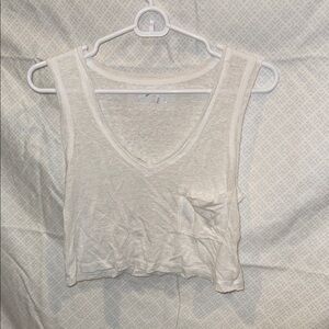 aerie White V-Neck Crop Tank